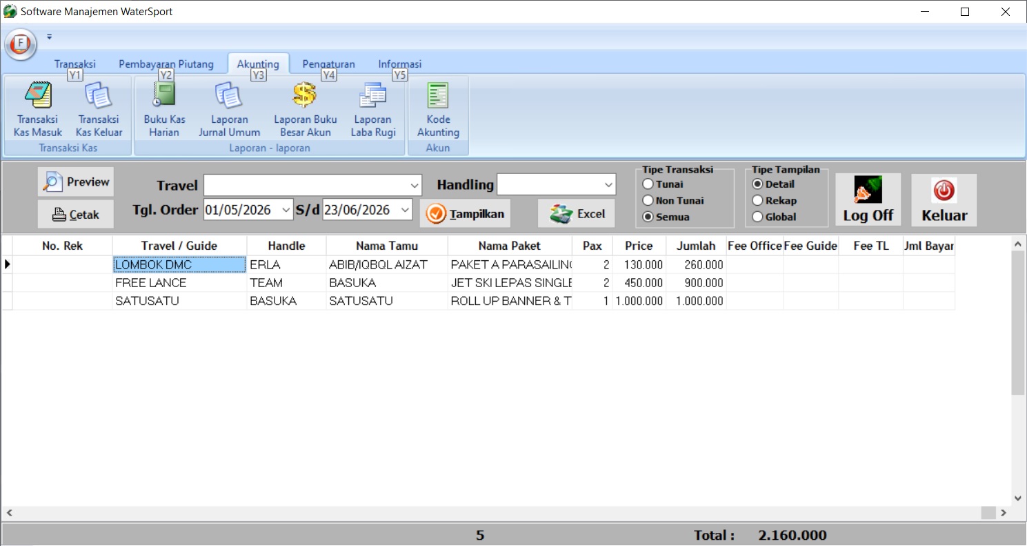 Software Manajemen Wisata Watersport